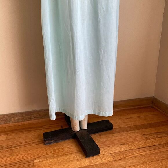 VTG Victorian Medieval Nightgown L Undergarment Base Layer Dress Pale Mint Green - Picture 4 of 7